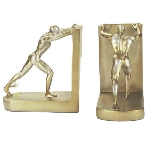 FUIENKO Serre-livres Décoratifs En Résine, 1 Paire, Support De Livre à Pousser Golden Man, Ornement De Bouchon De Livre, Artisanat Pour Armoire De Maison 6 FUIENKO Serre-livres Décoratifs En Résine, 1 Paire, Support De Livre à Pousser Golden Man, Ornement De Bouchon De Livre, Artisanat Pour Armoire De Maison – Image 4