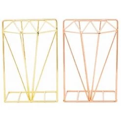 FUIENKO Serre-livres Métalliques Créatifs En Forme De Diamant, Organisateur De Livres De Bureau, Support De Rangement, Nouveauté 2022,Gold -Petit rangement Soldes Magasin 68250614 2