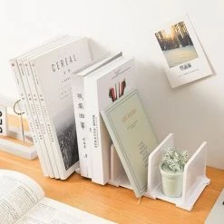 FUIENKO Porte-livre Antidérapant En Plastique Pour Bureau, 1 Pièce, Serre-livres Réglables Pour étagères, Bouchon De Livre En Plastique Pour Livre, Films, Vidéo, Cosmétique,Transparent(1PC) -Petit rangement Soldes Magasin 68250697 3