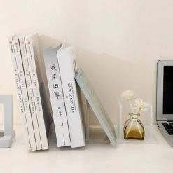 FUIENKO Porte-livre Antidérapant En Plastique Pour Bureau, 1 Pièce, Serre-livres Réglables Pour étagères, Bouchon De Livre En Plastique Pour Livre, Films, Vidéo, Cosmétique,Transparent(1PC) -Petit rangement Soldes Magasin 68250697 5