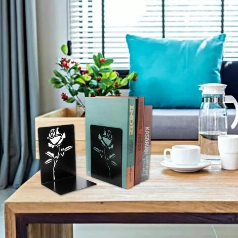 FUIENKO Serre-livres En Métal à Fleurs De Rose, 1 Paire, Supports De Livres Ajourés, Légers Et Durables, Antidérapants 4 FUIENKO Serre-livres En Métal à Fleurs De Rose, 1 Paire, Supports De Livres Ajourés, Légers Et Durables, Antidérapants – Image 2