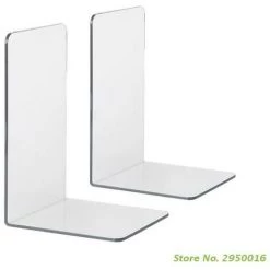 FUIENKO Support Acrylique Transparent Pour Serre-livres, 2 Pièces, étagère Décorative De Bureau, Porte-livre, Papeterie Scolaire Et De Bureau,Clear