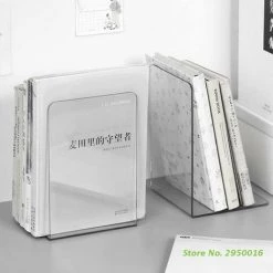 FUIENKO Support Acrylique Transparent Pour Serre-livres, 2 Pièces, étagère Décorative De Bureau, Porte-livre, Papeterie Scolaire Et De Bureau,Clear -Petit rangement Soldes Magasin 68250986 5