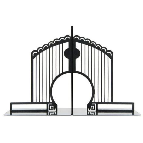 FUIENKO Serre-livres Créatif En Fer Noir, 2 Styles, Nouveau, Antique Chinois, Architecture, Fournitures Scolaires, De Bureau,B 3 FUIENKO Serre-livres Créatif En Fer Noir, 2 Styles, Nouveau, Antique Chinois, Architecture, Fournitures Scolaires, De Bureau,B