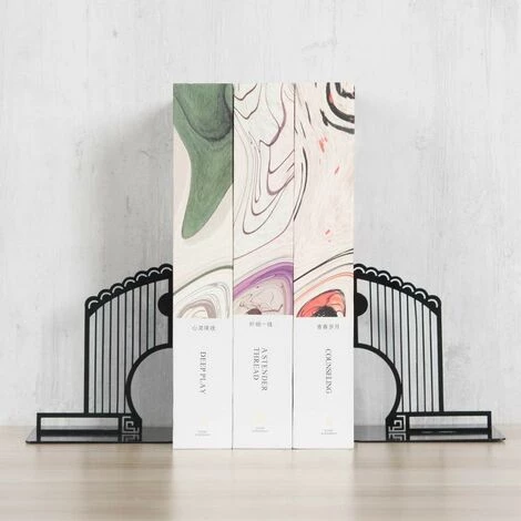 FUIENKO Serre-livres Créatif En Fer Noir, 2 Styles, Nouveau, Antique Chinois, Architecture, Fournitures Scolaires, De Bureau,B 5 FUIENKO Serre-livres Créatif En Fer Noir, 2 Styles, Nouveau, Antique Chinois, Architecture, Fournitures Scolaires, De Bureau,B – Image 3