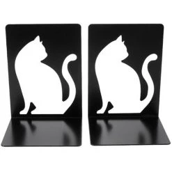 FUIENKO Ensemble De 2 Porte-livres En Fer Creux En Forme De Chat, Organisateur De Fichiers De Magazines Classiques, Pour Le Bureau Et La Maison