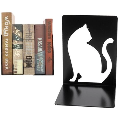 FUIENKO Ensemble De 2 Porte-livres En Fer Creux En Forme De Chat, Organisateur De Fichiers De Magazines Classiques, Pour Le Bureau Et La Maison 4 FUIENKO Ensemble De 2 Porte-livres En Fer Creux En Forme De Chat, Organisateur De Fichiers De Magazines Classiques, Pour Le Bureau Et La Maison – Image 2
