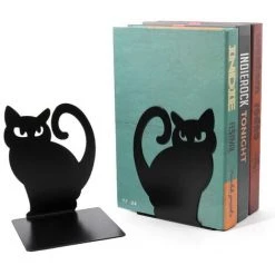 FUIENKO Serre-livres En Métal Creux Pour La Maison Et Le Bureau, Ensemble De Serre-livres Pour Chaton Persan, Bouchons De Livres Décoratifs Pour La Maison -Petit rangement Soldes Magasin 68251021 3