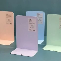 FUIENKO Serre-livres En Métal De Couleur Morandi, 2 Pièces, Support De Livre En Métal, étagère De Bureau, Bibliothèque D'étudiant, Accessoires De Bureau, Papeterie Mignonne,Grey -Petit rangement Soldes Magasin 68251068 2