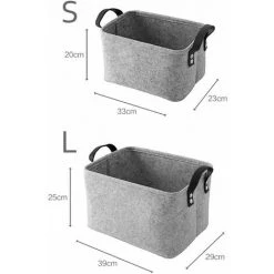 Kueatily Panier De Rangement - Panier De Rangement En Feutre Avec Deux Poignées Panier De Rangement Pliable En Feutre Organisateur De Placard (Gris Clair, 25 × 39 × 29 Cm) 9 Kueatily Panier De Rangement - Panier De Rangement En Feutre Avec Deux Poignées Panier De Rangement Pliable En Feutre Organisateur De Placard (Gris Clair, 25 × 39 × 29 Cm) -Petit rangement Soldes Magasin 68340426 3