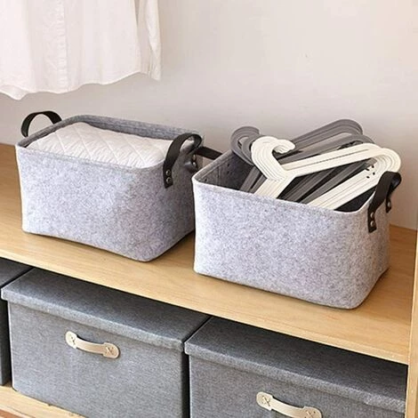 Kueatily Panier De Rangement - Panier De Rangement En Feutre Avec Deux Poignées Panier De Rangement Pliable En Feutre Organisateur De Placard (Gris Clair, 25 × 39 × 29 Cm) 7 Kueatily Panier De Rangement - Panier De Rangement En Feutre Avec Deux Poignées Panier De Rangement Pliable En Feutre Organisateur De Placard (Gris Clair, 25 × 39 × 29 Cm) – Image 5