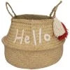 Atmosphera - Panier Pliable HELLO Avec Anses Et Pompons D 35 X H 30 Cm Pour Chambre D'enfant - Beige -Petit rangement Soldes Magasin 68479563 1