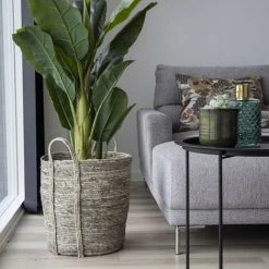 HOUSE NORDIC Panier Rond En Feuille De Maïs - Udine - Couleur - Naturel -Petit rangement Soldes Magasin 68538663 2