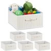 RELAXDAYS 6x Paniers Rangement En Bambou, Corbeille, HxLxP : 16,5 X 32 X 35 Cm, Panière Avec Poignée, 15 L Par Boîte, Blanc -Petit rangement Soldes Magasin 68541363 1