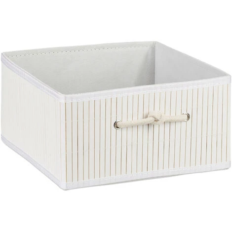 RELAXDAYS 6x Paniers Rangement En Bambou, Corbeille, HxLxP : 16,5 X 32 X 35 Cm, Panière Avec Poignée, 15 L Par Boîte, Blanc 4 RELAXDAYS 6x Paniers Rangement En Bambou, Corbeille, HxLxP : 16,5 X 32 X 35 Cm, Panière Avec Poignée, 15 L Par Boîte, Blanc – Image 2