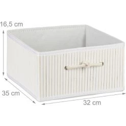 RELAXDAYS 6x Paniers Rangement En Bambou, Corbeille, HxLxP : 16,5 X 32 X 35 Cm, Panière Avec Poignée, 15 L Par Boîte, Blanc 11 RELAXDAYS 6x Paniers Rangement En Bambou, Corbeille, HxLxP : 16,5 X 32 X 35 Cm, Panière Avec Poignée, 15 L Par Boîte, Blanc -Petit rangement Soldes Magasin 68541363 5