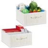 RELAXDAYS 2x Paniers Rangement En Bambou, Corbeille, HxLxP : 16,5 X 32 X 35 Cm, Panière Avec Poignée, 15 L Par Boîte, Blanc -Petit rangement Soldes Magasin 68542353 1