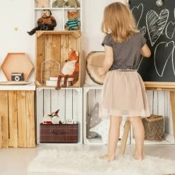 RELAXDAYS 2x Paniers Rangement En Bambou, Corbeille, HxLxP : 16,5 X 32 X 35 Cm, Panière Avec Poignée, 15 L Par Boîte, Blanc -Petit rangement Soldes Magasin 68542353 4