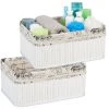 RELAXDAYS 2x Paniers, Revêtement En Tissu, Bambou, Rectangulaire, Corbeille, Panier Salle De Bain 16,5x38x28,5 Cm, Blanc 2 RELAXDAYS 2x Paniers, Revêtement En Tissu, Bambou, Rectangulaire, Corbeille, Panier Salle De Bain 16,5x38x28,5 Cm, Blanc -Petit rangement Soldes Magasin 68587871 1