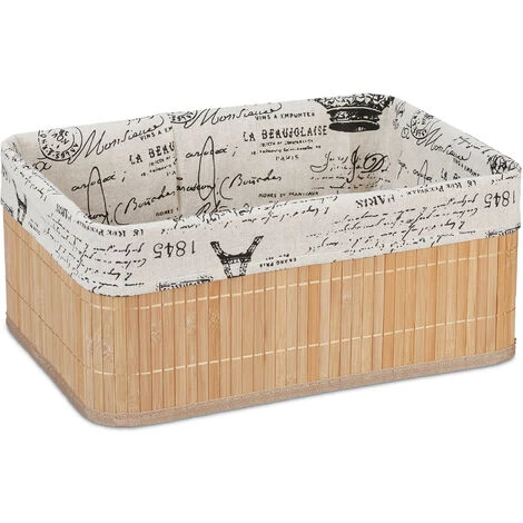 RELAXDAYS 4x Paniers, Revêtement En Tissu, Bambou, Rectangulaire, Corbeille, Panier Salle De Bain 16,5x38x28,5 Cm, Nature 4 RELAXDAYS 4x Paniers, Revêtement En Tissu, Bambou, Rectangulaire, Corbeille, Panier Salle De Bain 16,5x38x28,5 Cm, Nature – Image 2