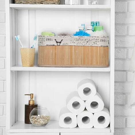 RELAXDAYS 4x Paniers, Revêtement En Tissu, Bambou, Rectangulaire, Corbeille, Panier Salle De Bain 16,5x38x28,5 Cm, Nature 5 RELAXDAYS 4x Paniers, Revêtement En Tissu, Bambou, Rectangulaire, Corbeille, Panier Salle De Bain 16,5x38x28,5 Cm, Nature – Image 3