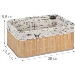 RELAXDAYS 4x Paniers, Revêtement En Tissu, Bambou, Rectangulaire, Corbeille, Panier Salle De Bain 16,5x38x28,5 Cm, Nature 11 RELAXDAYS 4x Paniers, Revêtement En Tissu, Bambou, Rectangulaire, Corbeille, Panier Salle De Bain 16,5x38x28,5 Cm, Nature -Petit rangement Soldes Magasin 68587887 5