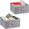 RELAXDAYS 2x Paniers Rangement En Bambou, Corbeille, HxLxP : 16,5 X 32 X 35 Cm, Panière Avec Poignée, 15 L Par Boîte, Gris -Petit rangement Soldes Magasin 68587889 1