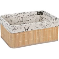 RELAXDAYS 2x Paniers, Revêtement En Tissu, Bambou, Rectangulaire, Corbeille, Panier Salle De Bain 16,5x38x28,5 Cm, Nature -Petit rangement Soldes Magasin 68587894 2