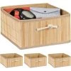 RELAXDAYS 4x Paniers Rangement En Bambou, Corbeille, HxLxP : 16,5 X 32 X 35 Cm, Panière Avec Poignée, 15 L Par Boîte, Nature -Petit rangement Soldes Magasin 68587899 1