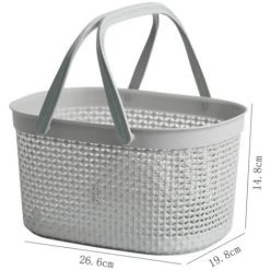 CSPARKV Panier De Bain Portable Salle De Bain Panier De Rangement Panier De Bain Articles De Toilette Bain Bleu Rotin Panier De Rangement Blanc + Gris 2 Pcs -Petit rangement Soldes Magasin 68618461 2
