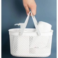 CSPARKV Panier De Bain Portable Salle De Bain Panier De Rangement Panier De Bain Articles De Toilette Bain Bleu Rotin Panier De Rangement Blanc + Gris 2 Pcs -Petit rangement Soldes Magasin 68618461 3