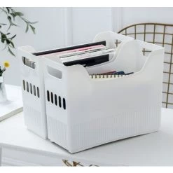 CSPARKV Boîte De Rangement De Cuisine Boîte De Rangement De Dossier De Bureau Poignée Panier De Rangement De Poulie Blanc Grand 9 CSPARKV Boîte De Rangement De Cuisine Boîte De Rangement De Dossier De Bureau Poignée Panier De Rangement De Poulie Blanc Grand -Petit rangement Soldes Magasin 68618469 3