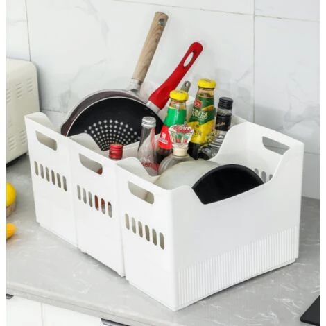 CSPARKV Boîte De Rangement De Cuisine Boîte De Rangement De Dossier De Bureau Poignée Panier De Rangement De Poulie Blanc Grand 6 CSPARKV Boîte De Rangement De Cuisine Boîte De Rangement De Dossier De Bureau Poignée Panier De Rangement De Poulie Blanc Grand – Image 4