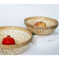 CSPARKV Panier De Rangement En Bambou Panier En Bambou Pelle à Poussière Panier à Pain Cuit à La Vapeur Panier De Pique-nique Petit Panier Panier De Rangement Pastoral Peu Profond 22 Cm × 5 Cm + Profond 22 Cm × 7 Cm 2 à Vendre -Petit rangement Soldes Magasin 68618476 4