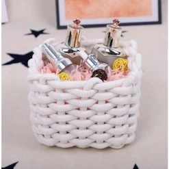 CSPARKV Petit Panier De Rangement Coton Corde Articles Divers Panier De Tri Maison Collation Panier Bureau Articles Divers Panier Simple Tissage Fait à La Main Blanc 26 * 26 * 18 Grand -Petit rangement Soldes Magasin 68618496 3