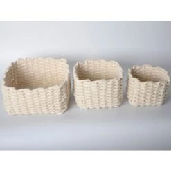 CSPARKV Petit Panier De Rangement Coton Corde Articles Divers Panier De Tri Maison Collation Panier Bureau Articles Divers Panier Simple Tissage Fait à La Main Blanc 26 * 26 * 18 Grand -Petit rangement Soldes Magasin 68618496 5