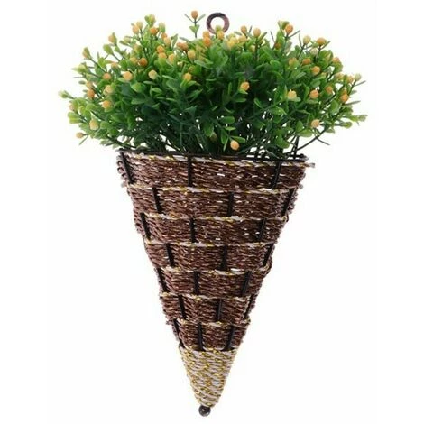 FUIENKO Panier à Fleurs En Rotin Et Osier Naturel, Pot Suspendu Au Mur, Jardinière, Décoration, En Fer Forgé,Brown 5 FUIENKO Panier à Fleurs En Rotin Et Osier Naturel, Pot Suspendu Au Mur, Jardinière, Décoration, En Fer Forgé,Brown – Image 3