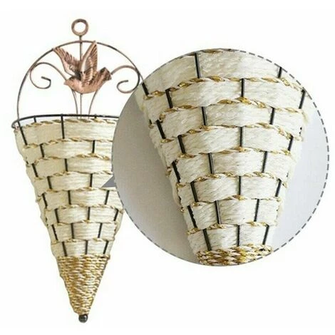 FUIENKO Panier à Fleurs En Rotin Et Osier Naturel, Pot Suspendu Au Mur, Jardinière, Décoration, En Fer Forgé,Brown 6 FUIENKO Panier à Fleurs En Rotin Et Osier Naturel, Pot Suspendu Au Mur, Jardinière, Décoration, En Fer Forgé,Brown – Image 4