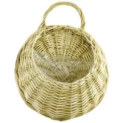 FUIENKO Pot De Fleurs Suspendu Au Mur En Rotin Et Osier, Pot De Fleurs En Paille De Saule, Panier De Rangement Pour Décoration De Jardin De Maison,CHINA,beige