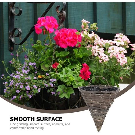 FUIENKO Panier De Jardinière Suspendu En Osier Et Rotin, Panier De Fleurs Tissé En Forme De Cône, Pots De Fleurs De Plafond,Brown 4 FUIENKO Panier De Jardinière Suspendu En Osier Et Rotin, Panier De Fleurs Tissé En Forme De Cône, Pots De Fleurs De Plafond,Brown – Image 2