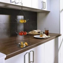 FUIENKO Panier à Fruits Suspendu, Support De Bol En Fil à 3 Niveaux, Rangement De Cuisine Robuste -Petit rangement Soldes Magasin 68623536 4
