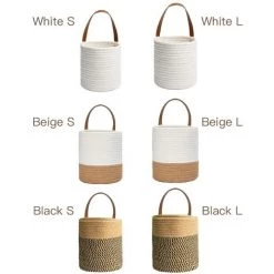 FUIENKO Panier Mural En Corde De Coton, Panier De Fleurs Artificielles, Ceinture Pure Faite à La Main, Plante Unique, Chlorophytum,Black L -Petit rangement Soldes Magasin 68623680 3