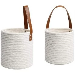 FUIENKO Panier Mural En Corde De Coton, Panier De Fleurs Artificielles, Ceinture Pure Faite à La Main, Plante Unique, Chlorophytum,Black L -Petit rangement Soldes Magasin 68623680 5