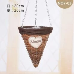 FUIENKO Panier De Fleurs Mural Suspendu En Rotin Et Osier, Fait à La Main, Pot De Vigne Verte, Vase Suspendu, Pour Jardin,Gris Clair -Petit rangement Soldes Magasin 68625714 3