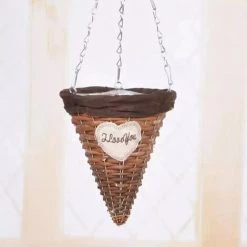 FUIENKO Panier De Fleurs Mural Suspendu En Rotin Et Osier, Fait à La Main, Pot De Vigne Verte, Vase Suspendu, Pour Jardin,Gris Clair -Petit rangement Soldes Magasin 68625714 4