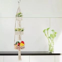 FUIENKO Panier à Fruits Suspendu En Macramé à 3 Niveaux, Hamac De Cuisine, Panier De Rangement Mural, Décor Boho 9 FUIENKO Panier à Fruits Suspendu En Macramé à 3 Niveaux, Hamac De Cuisine, Panier De Rangement Mural, Décor Boho -Petit rangement Soldes Magasin 68626091 3