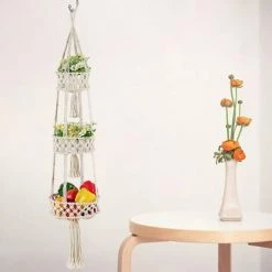 FUIENKO Panier à Fruits Suspendu En Macramé à 3 Niveaux, Hamac De Cuisine, Panier De Rangement Mural, Décor Boho 10 FUIENKO Panier à Fruits Suspendu En Macramé à 3 Niveaux, Hamac De Cuisine, Panier De Rangement Mural, Décor Boho -Petit rangement Soldes Magasin 68626091 4