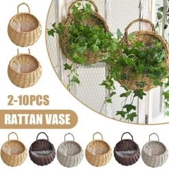 FUIENKO Panier De Fleurs Mural Suspendu En Rotin Et Osier, Fait à La Main, Pot De Vigne Verte, Pour Jardin, 10-2 Pièces,États-unis,10pcs B -Petit rangement Soldes Magasin 68627096 2