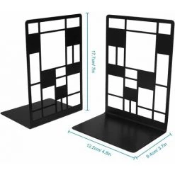 MONLY 2Pcs Serre-livres, Presse-livres En Métal, Serre-livres Noirs, Porte-livres Antidérapants, étagères En Métal, étagères, étagères Pour Enfants（treillis） -Petit rangement Soldes Magasin 68769853 5