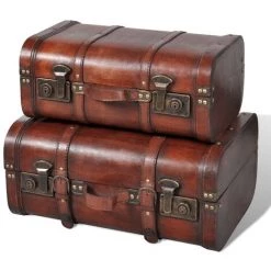 VidaXL Coffre De Rangement Vintage Bois Marron 2 Pcs - Brun